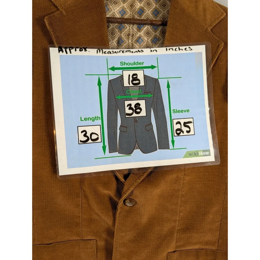 Vintage Haggar Mens Corduroy Blazer Brown 2 Button Sport Coat Jacket Size 38